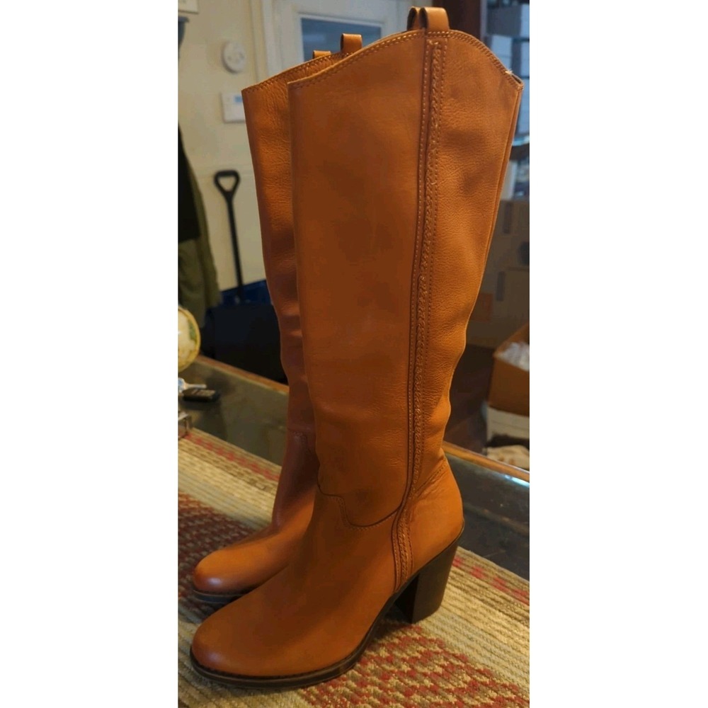 Lucky Brand Tan Leather Ebbie Tall Western Boot Size 7 M